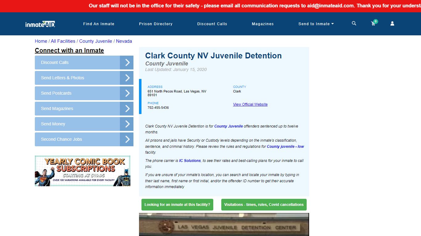 Clark County NV Juvenile Detention & Inmate Search - Las ...